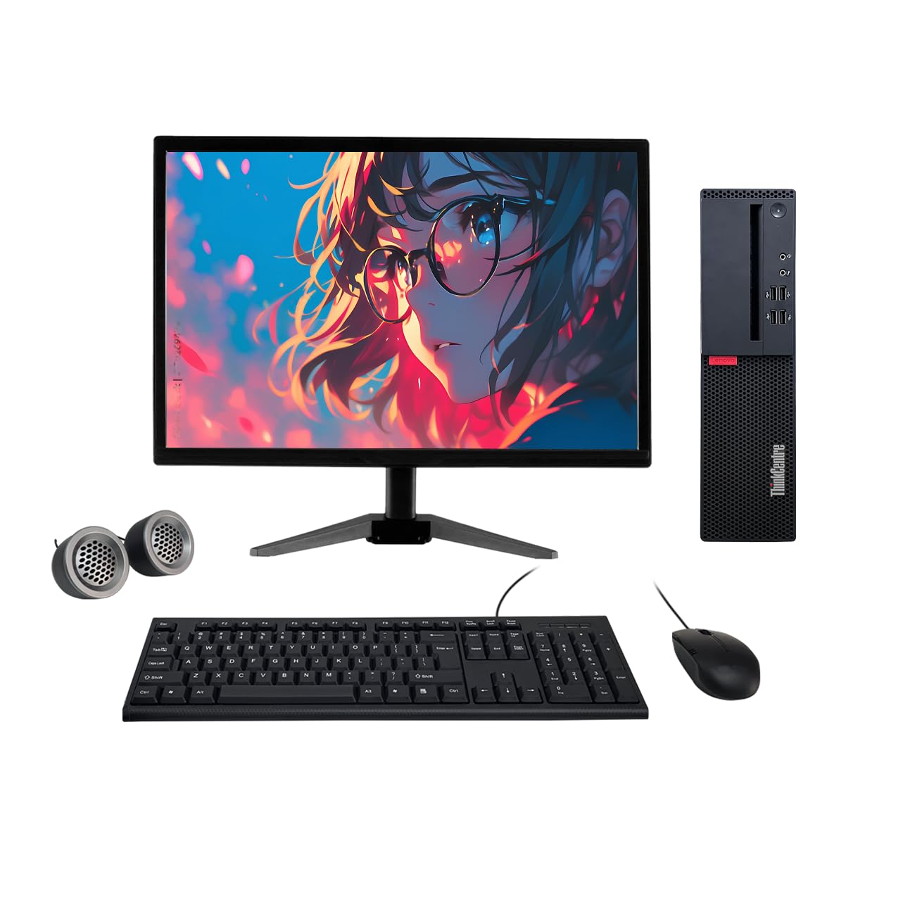 Refurbished Lenovo ThinkCentre 19" HD All-in-One Desktop Computer Set |  AMD PRO A12 7th Gen | 19" HD LED Monitor | Wired KB & Mouse | Speakers| Wi-Fi | Windows 10 | MS Office - Newjaisa